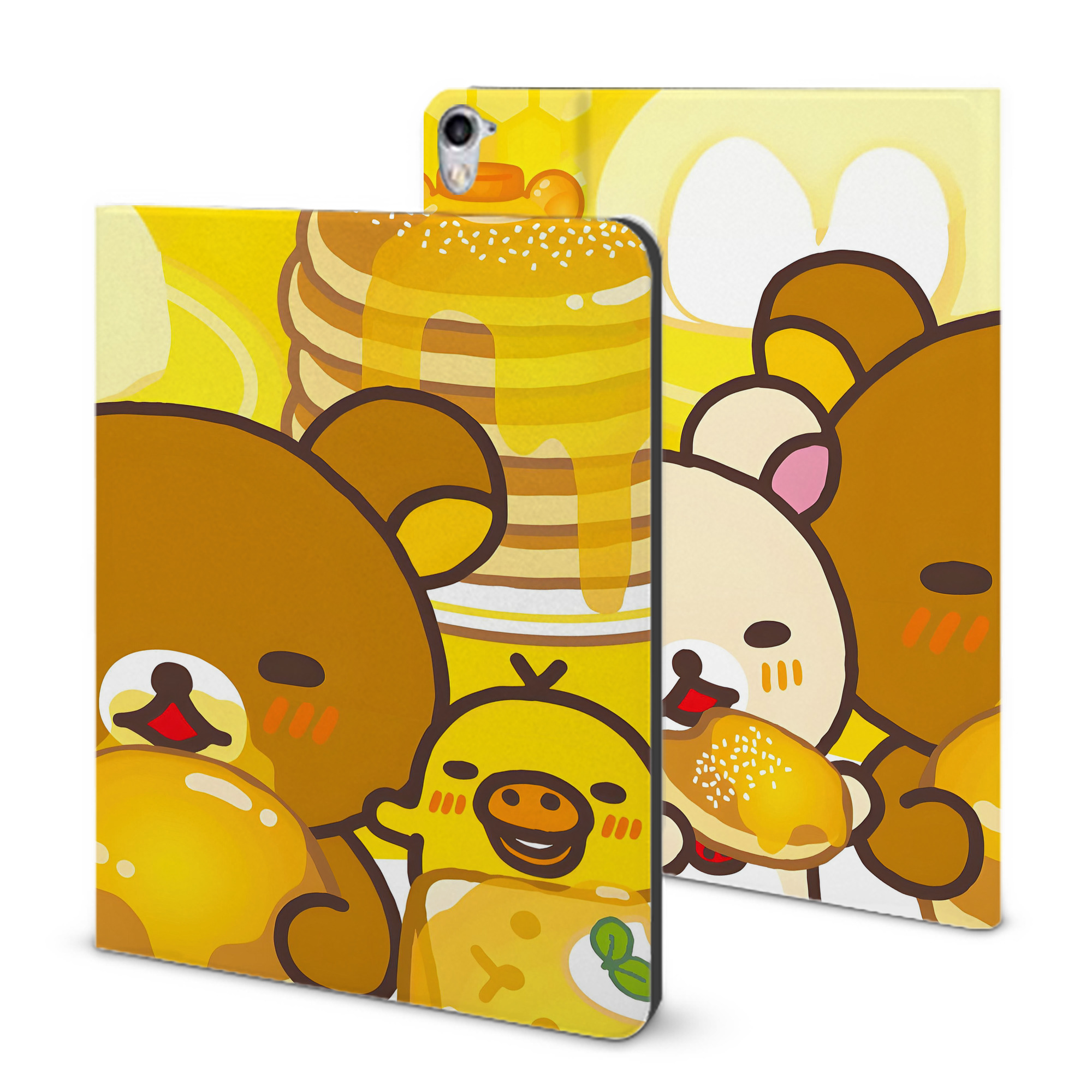 （画像用） リラックマ リラックマ キイロイトリ Rilakkuma Korilakkuma Kiiroitori IPad ケース ブック型 PUレザー TPU 耐衝撃 軽量 薄型 ペン収納なし 全面保護 IPad 各モデル対応